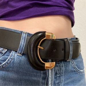 B-Low The Belt | Black Leather Belt Big Buckle Leather & Brass